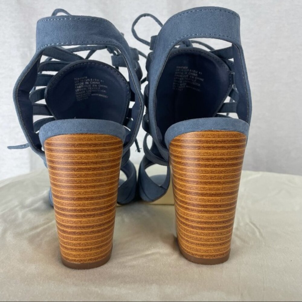 NWT Duty Blue Lace Up Heeled Sandals - Picture 13 of 15